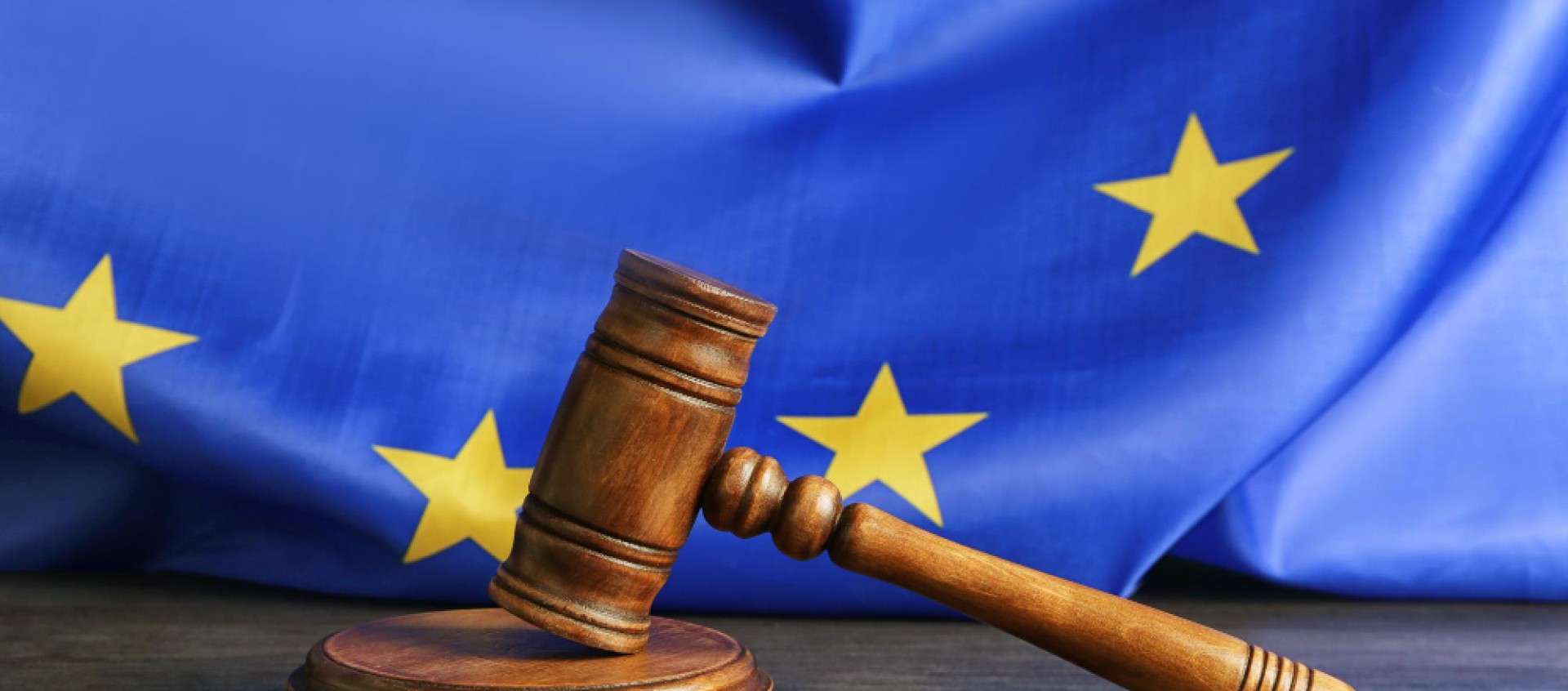 european flag with legal gavel